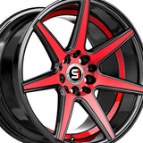 1 X Spec-1 SP-73 Gloss Black Red Machined & Undercut 17X7.5 5x100/5x114.3 73.1 Hub 42 Offset Black, Red Wheel Rim