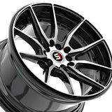 1 X Spec-1 SP-77 Gloss Black & Machined 16X8 4x100/4x114.3 73.1 Hub 20 Offset Black Wheel Rim