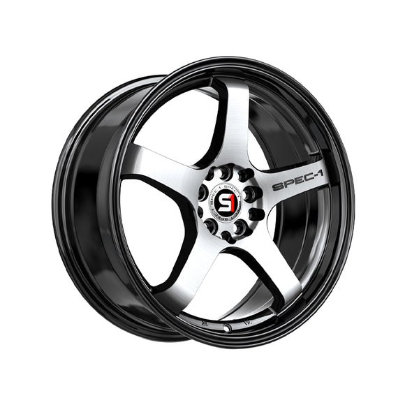 1 X Spec-1 SPT-31 Gloss Black & Machined 18X8.5 4x100/4x114.3 73.1 Hub 38 Offset Black Wheel Rim