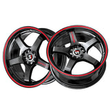 1 X Spec-1 SPT-31 Gloss Black & Red Line 20X9 5x100/5x114.3 73.1 Hub 38 Offset Black, Red Wheel Rim