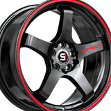 1 X Spec-1 SPT-31 Gloss Black & Red Line 20X9 5x100/5x114.3 73.1 Hub 38 Offset Black, Red Wheel Rim