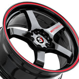 1 X Spec-1 SPT-31 Gloss Black & Red Line 20X9 5x100/5x114.3 73.1 Hub 38 Offset Black, Red Wheel Rim
