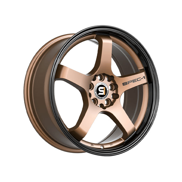 1 X Spec-1 SPT-31 Matte Bronze & Black Lip 18X8.5 4x100/4x114.3 73.1 Hub 38 Offset Bronze, Black Wheel Rim