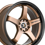 1 X Spec-1 SPT-31 Matte Bronze & Black Lip 18X8.5 4x100/4x114.3 73.1 Hub 38 Offset Bronze, Black Wheel Rim