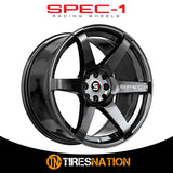 1 X Spec-1 SPT-32 Gloss Black 17X8 5x100/5x114.3 73.1 Hub 42 Offset Black Wheel Rim