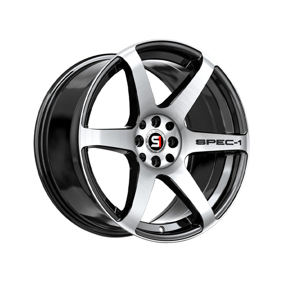 1 X Spec-1 SPT-32 Gloss Black & Machined 18X9 4x100/4x114.3 73.1 Hub 38 Offset Black Wheel Rim