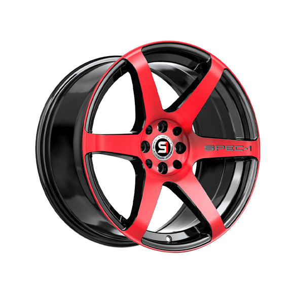 1 X Spec-1 SPT-32 Gloss Black & Red Machined 17X8 5x100/5x114.3 73.1 Hub 42 Offset Black, Red Wheel Rim