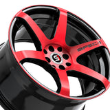 1 X Spec-1 SPT-32 Gloss Black & Red Machined 17X8 5x108/5x114.3 73.1 Hub 42 Offset Black, Red Wheel Rim