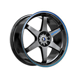 1 X Spec-1 SPT-33 Gloss Black & Blue Line 19X8.5 Blank 4x/5x 73.1 Hub 38 Offset Black, Blue Wheel Rim