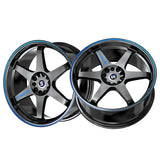 1 X Spec-1 SPT-33 Gloss Black & Blue Line 19X8.5 Blank 4x/5x 73.1 Hub 38 Offset Black, Blue Wheel Rim