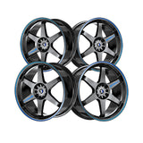 1 X Spec-1 SPT-33 Gloss Black & Blue Line 17X9 Blank 4x/5x 73.1 Hub 42 Offset Black, Blue Wheel Rim
