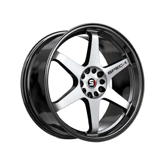 1 X Spec-1 SPT-33 Gloss Black & Machined 18X10.5 Blank 4x/5x 73.1 Hub -8 Offset Black Wheel Rim