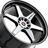 1 X Spec-1 SPT-33 Gloss Black & Machined 17X8 5x110/5x114.3 73.1 Hub 38 Offset Black Wheel Rim