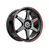 1 X Spec-1 SPT-33 Gloss Black & Red Line 20X9 5x100/5x114.3 73.1 Hub 38 Offset Black, Red Wheel Rim