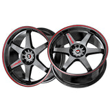 1 X Spec-1 SPT-33 Gloss Black & Red Line 15X8 4x100/4x114.3 73.1 Hub 20 Offset Black, Red Wheel Rim