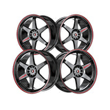 1 X Spec-1 SPT-33 Gloss Black & Red Line 15X8 4x100/4x114.3 73.1 Hub 20 Offset Black, Red Wheel Rim