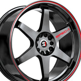 1 X Spec-1 SPT-33 Gloss Black & Red Line 15X8 4x100/4x114.3 73.1 Hub 20 Offset Black, Red Wheel Rim