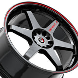 1 X Spec-1 SPT-33 Gloss Black & Red Line 15X8 4x100/4x114.3 73.1 Hub 20 Offset Black, Red Wheel Rim