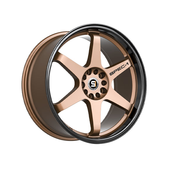 1 X Spec-1 SPT-33 Matte Bronze & Black Lip 17X8 5x100/5x114.3 73.1 Hub 38 Offset Bronze, Black Wheel Rim