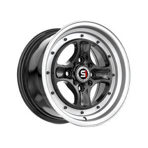 1 X Spec-1 SPT-35 Gloss Black & Machined Lip 15X8 4x100/4x114.3 73.1 Hub 25 Offset Black Wheel Rim