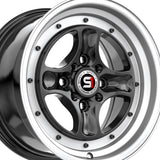 1 X Spec-1 SPT-35 Gloss Black & Machined Lip 15X8 4x100/4x114.3 73.1 Hub 25 Offset Black Wheel Rim