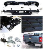 Coolstuffguru Compatible with Chevy Silverado GMC Sierra 1500 Chrome Rear Bumper Step+Pad W/O Sensor Holes