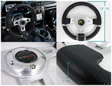 Coolstuffguru 340Mm JDM Racing Sport Aluminum Steering Wheel W/ Black PVC Leather+Stitching