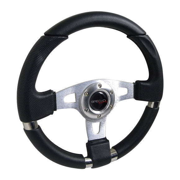 Coolstuffguru 340Mm JDM Racing Sport Aluminum Steering Wheel W/ Black PVC Leather+Stitching