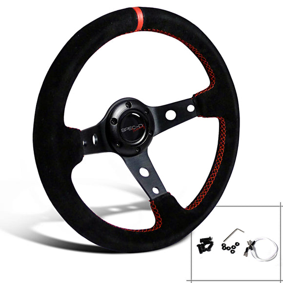 Coolstuffguru Universal 320MM Steering Wheel Deep Dish Sty Black Suede