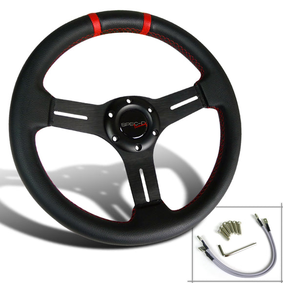 Coolstuffguru Universal 330MM Racing Steering Wheel Black Pvc Leather