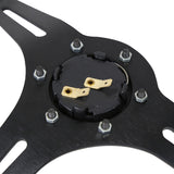 Coolstuffguru Black 3-Spoke 350mm Racing Wooden Tiff Blue Feather Printing Steering Wheel