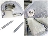 Coolstuffguru T4 Gray Turbo Heat Blanket Turbocharger Shield Cover W/ White Stitching