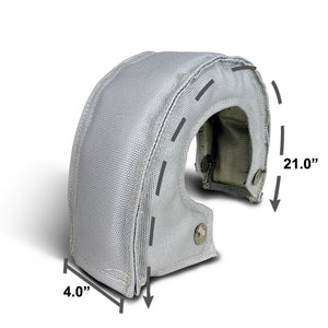Coolstuffguru T4 Gray Turbo Heat Blanket Turbocharger Shield Cover W/ White Stitching