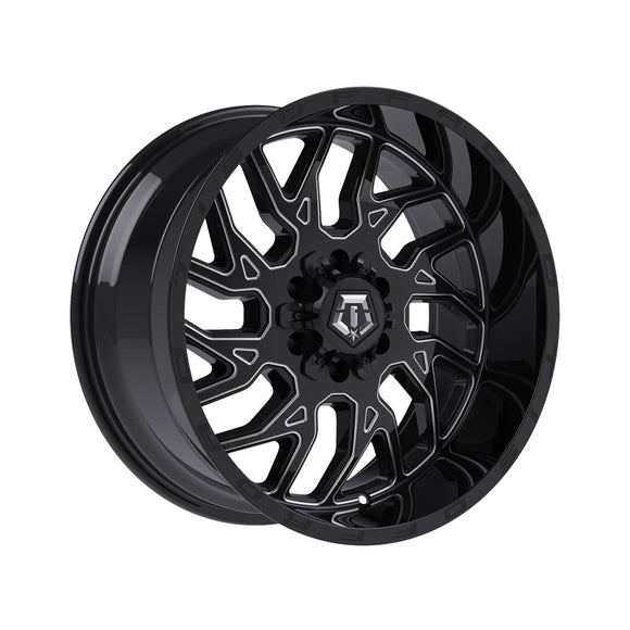 1 X TIS 544BM 2.0 20X9 8X170 125.2 Hub +01 Offset Gloss Black Milled Wheel Rim