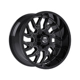 1 X TIS 544BM 2.0 20X9 5X5.00 78.1 Hub +01 Offset Gloss Black Milled Wheel Rim