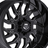 1 X TIS 544BM 2.0 20X9 8X170 125.2 Hub +01 Offset Gloss Black Milled Wheel Rim