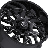 1 X TIS 544BM 2.0 20X9 8X6.50 125.2 Hub +01 Offset Gloss Black Milled Wheel Rim