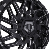1 X TIS 544BM Dually 20X8.25 8X200 142 Hub +127 Offset Gloss Black w/Milled Accents Wheel Rim