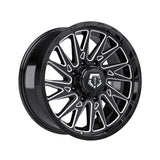 1 X TIS 547BM 2.0 20X9 8X6.50 125.2 Hub +00 Offset Gloss Black Milled Wheel Rim