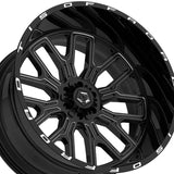 1 X TIS 560BM 20X12 8X6.50 125.2 Hub -44 Offset Black Wheel Rim