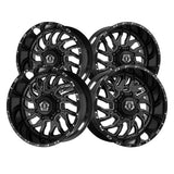 1 X TIS 544BM Dually 22X8.25 8X210 154.3 Hub -198 Offset Gloss Black w/Milled Accents Wheel Rim