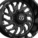 1 X TIS 544BM Dually 17X6.5 8X6.50 121.7 Hub -140 Offset Gloss Black w/Milled Accents Wheel Rim