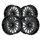 1 X TIS 547BM 24X12 8X170 125.20 Hub -44 Offset Machined Gloss Black Wheel Rim