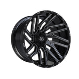 1 X TIS 554BM 22X12 6X135/6X5.50 108 Hub -44 Offset Black Wheel Rim