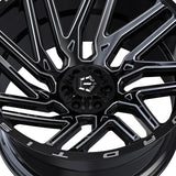 1 X TIS 554BM 22X12 6X135/6X5.50 108 Hub -44 Offset Black Wheel Rim