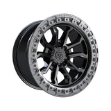 1 X TIS 556BA 22X10 6X5.50 106.2 Hub +10 Offset Black w/ Anthracite Ring Wheel Rim