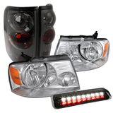 Coolstuffguru Compatible with Ford F150 Chrome Headlights+Smoke Tail Lamps+LED 3rd Brake Light