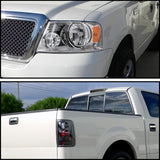 Coolstuffguru Compatible with Ford F150 Chrome Headlights+Black Tail Lights+Smoke LED 3rd Brake Lamp