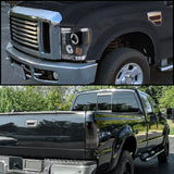 Coolstuffguru Compatible with Ford F250 F350 LED Halo Black Projector Headlights+Smoke LED Tail Lamps