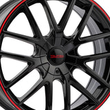1 X TOUREN TR60 20X8.5 5x115/5x120 74.1 Hub 20 Offset Black/Red Ring Wheel Rim